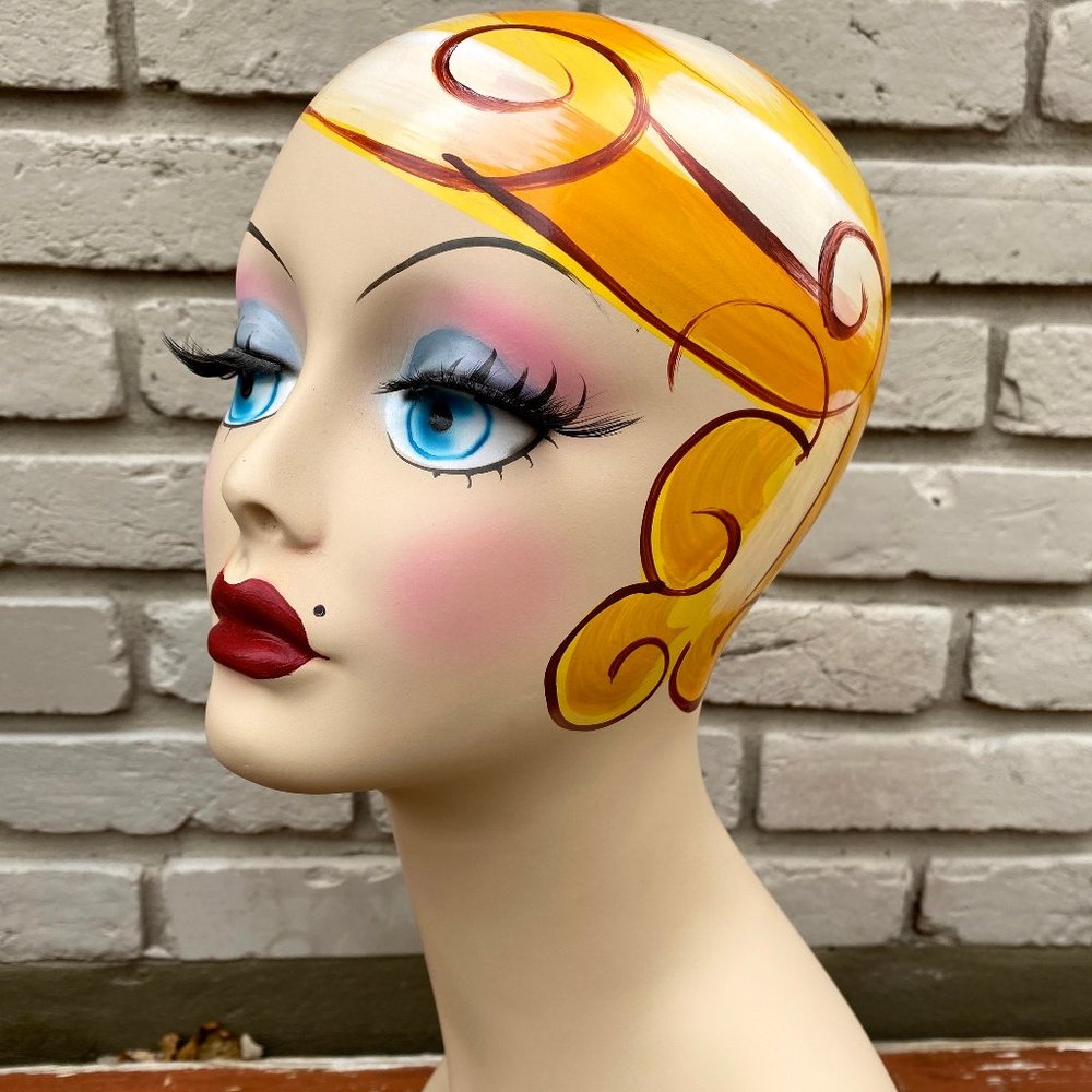 * SOLD * Art Deco Vintage Style Mannequin Head Hat Stand Jewelry Display